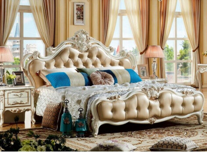 Royal bedroom bed 180x200 baroque chesterfield beds leather